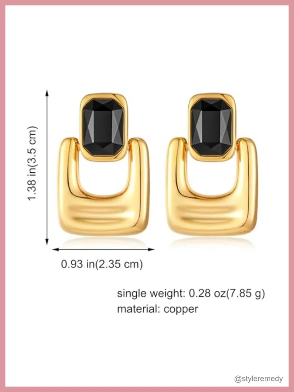 Chunky Gold Dangle Earrings Geometric Square Drop Statement Jewelry